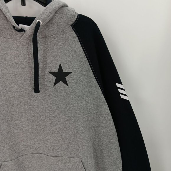 WOMENS BLACK/GRAY MEDIUM STAR PRINT PULLOVER HOODIE - Picture 14 of 16